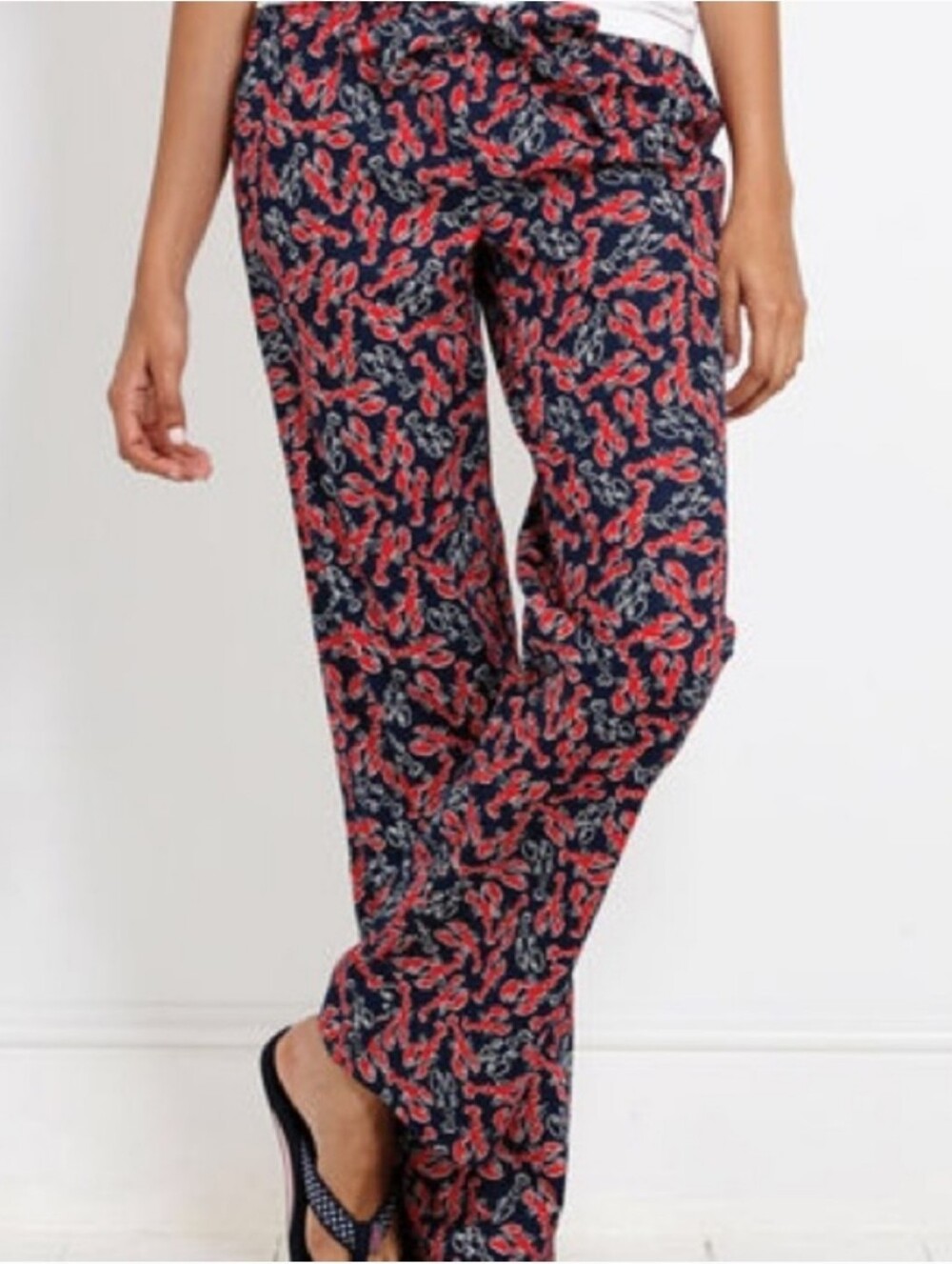Vineyard Vines Coastal Preppy Navy Red Lobster Cotton Leisure PJ Pants XS NWOT